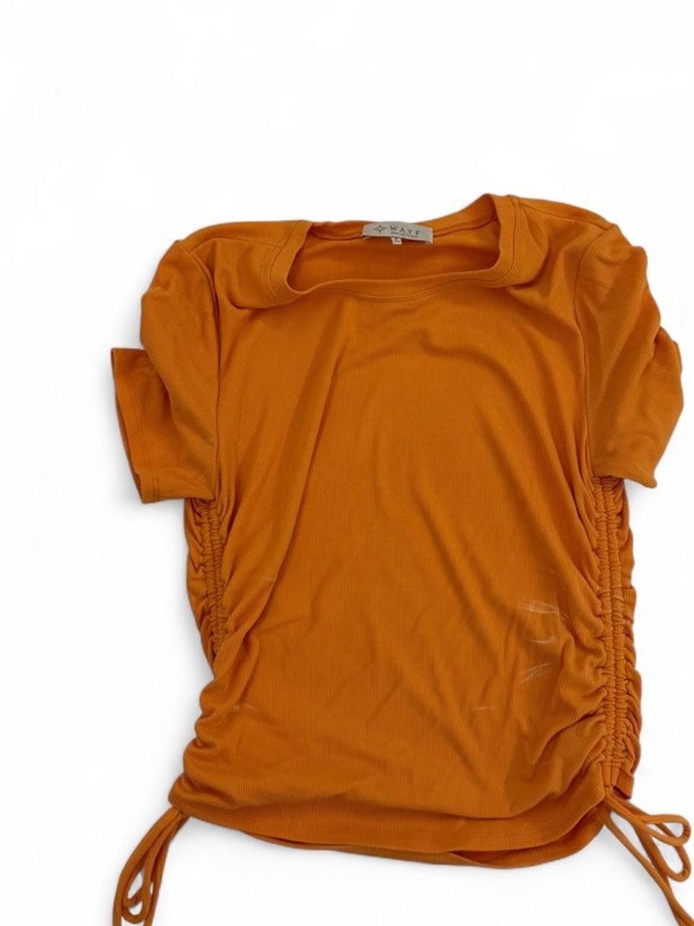 Wayf Burnt Orange Ruched Side Short Sleeve Kids Tee